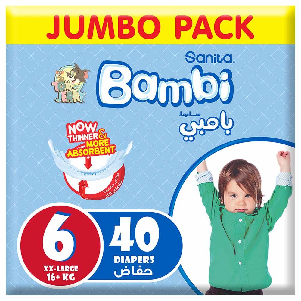 Sanita Bambi Baby Diapers Jumbo,XX-Large,+16 KG, 40 Count