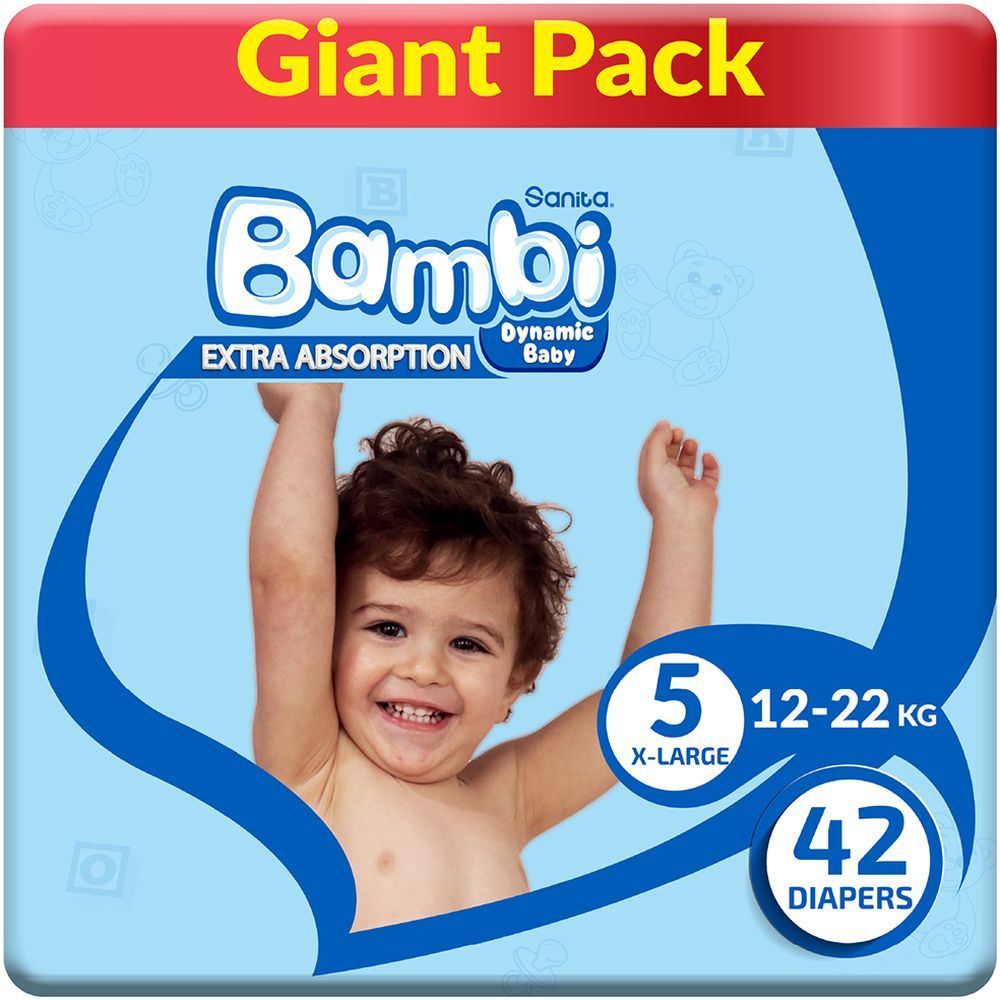 Sanita Bambi Baby Diapers Giant,X-Large,13-25KG,42Count