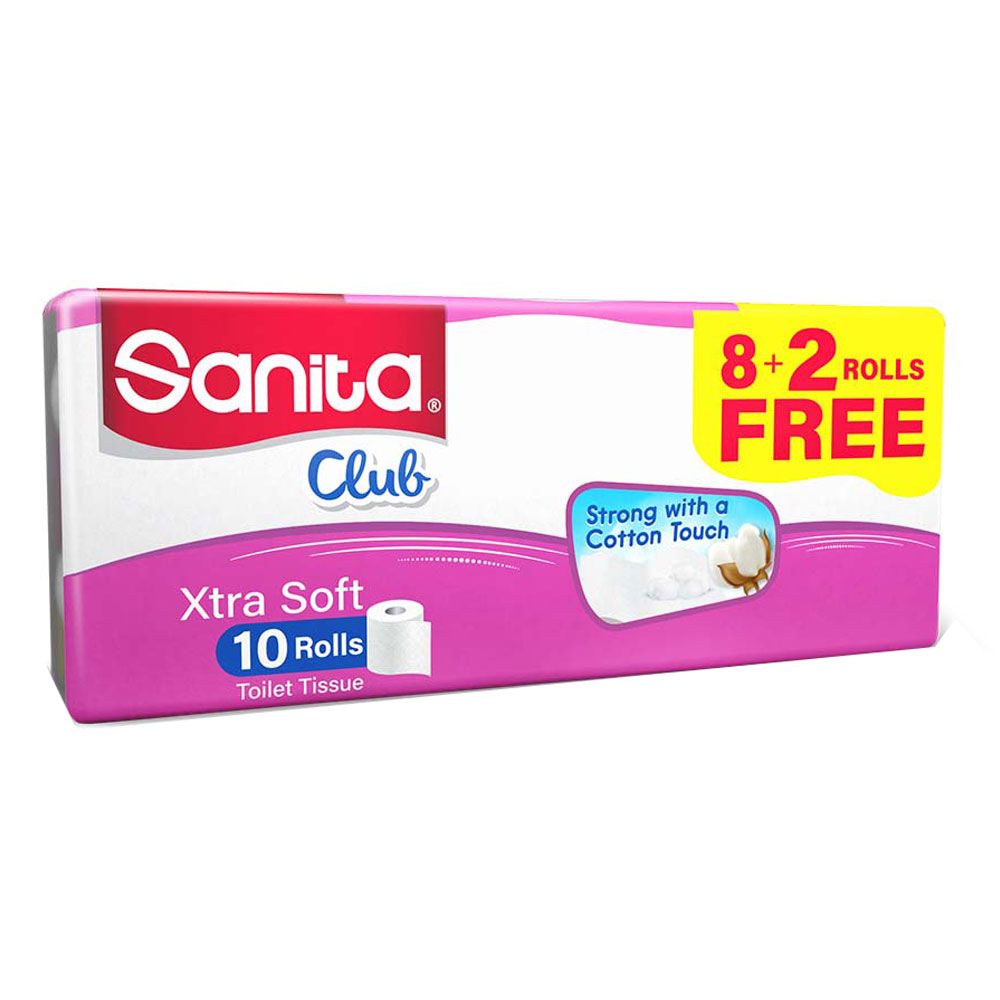 Sanita Club Toilet Tissue Embossed Pack of 10 Rolls 2 Ply