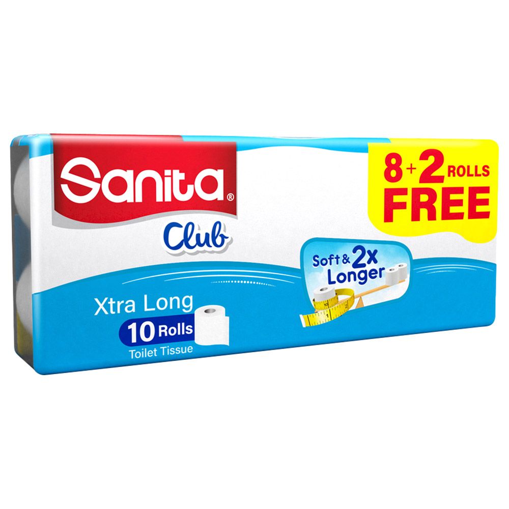 Sanita Club Toilet Tissue Plain Pack Of 10 Rolls 2 Ply