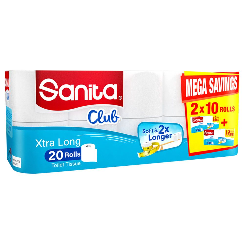 Sanita Club Toilet Tissue Plain Pack Of 20 Rolls 2 Ply