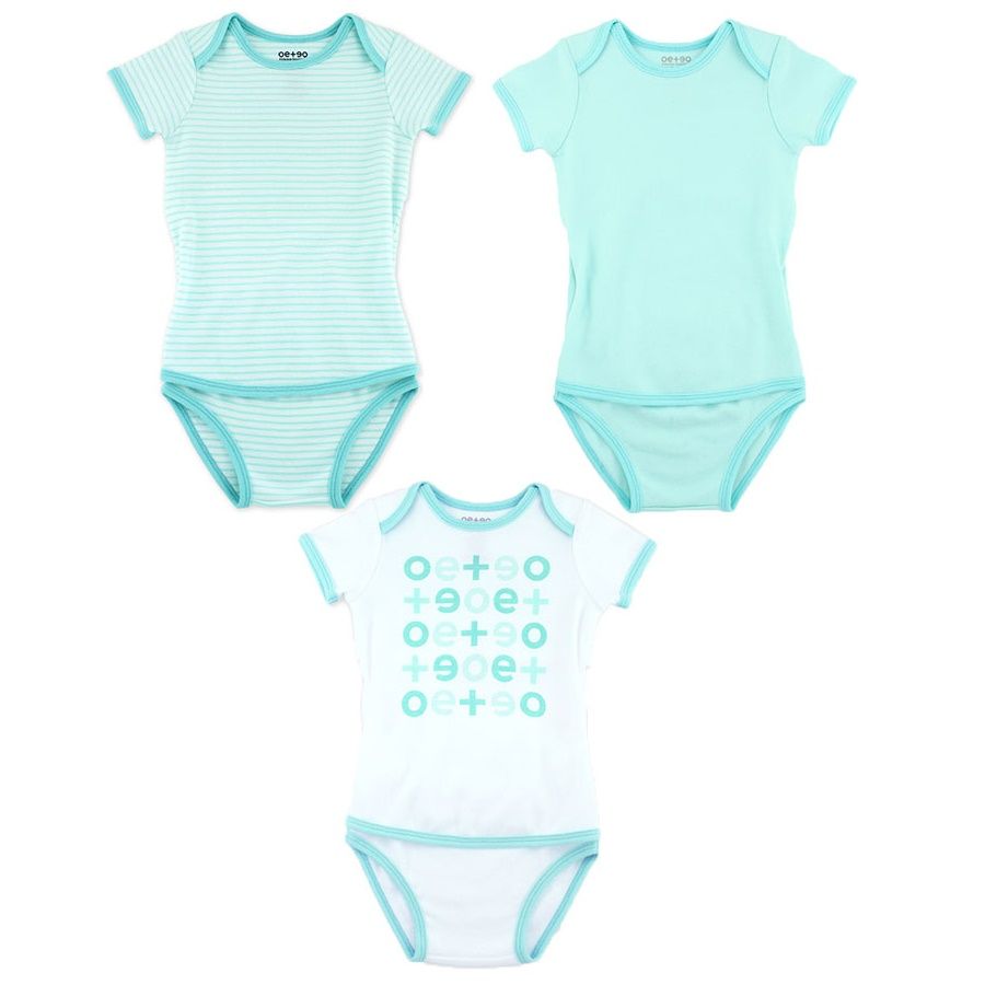 Oeteo - Easyeo Variety Short Sleeve Romper 3 Piece - Green