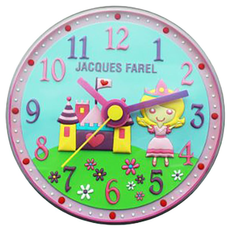 Jacques Farel - Princess Wall Clock Kids Room For Girl - 22cm