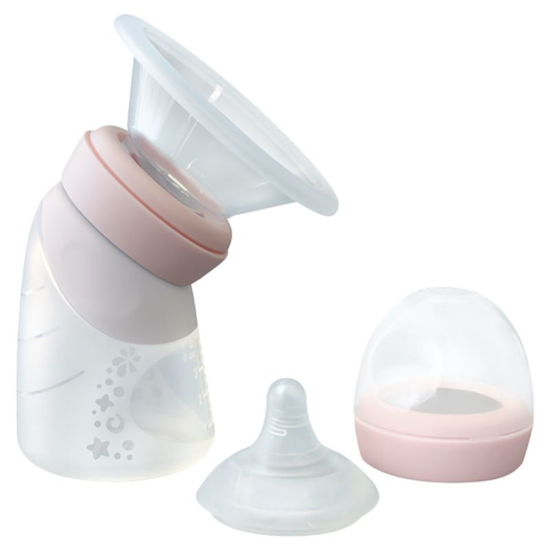 Marcus & Marcus - 2 in 1 Silicone Breast Pump & Angled Feeding Bottle Set - Peach