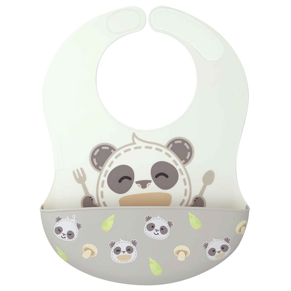 Marcus & Marcus - Wide Coverage Silicone Baby Bib - Pebble