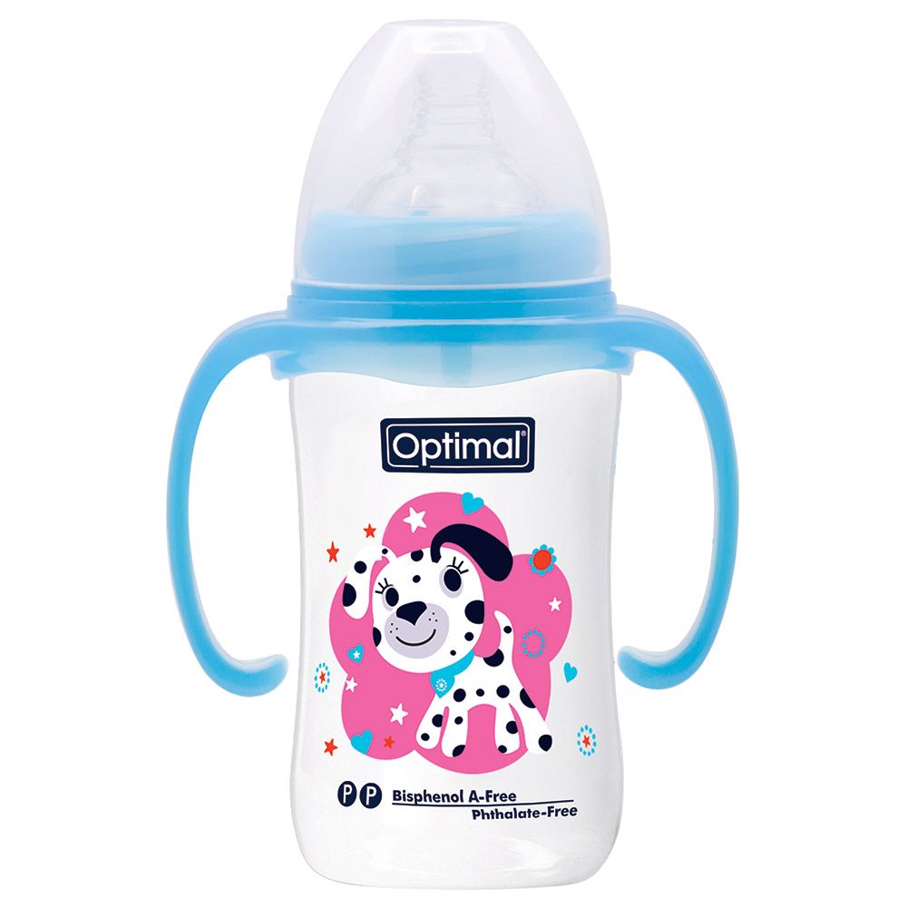 Optimal - Neck Feeding Bottle w/ Handle - 240ml - Blue