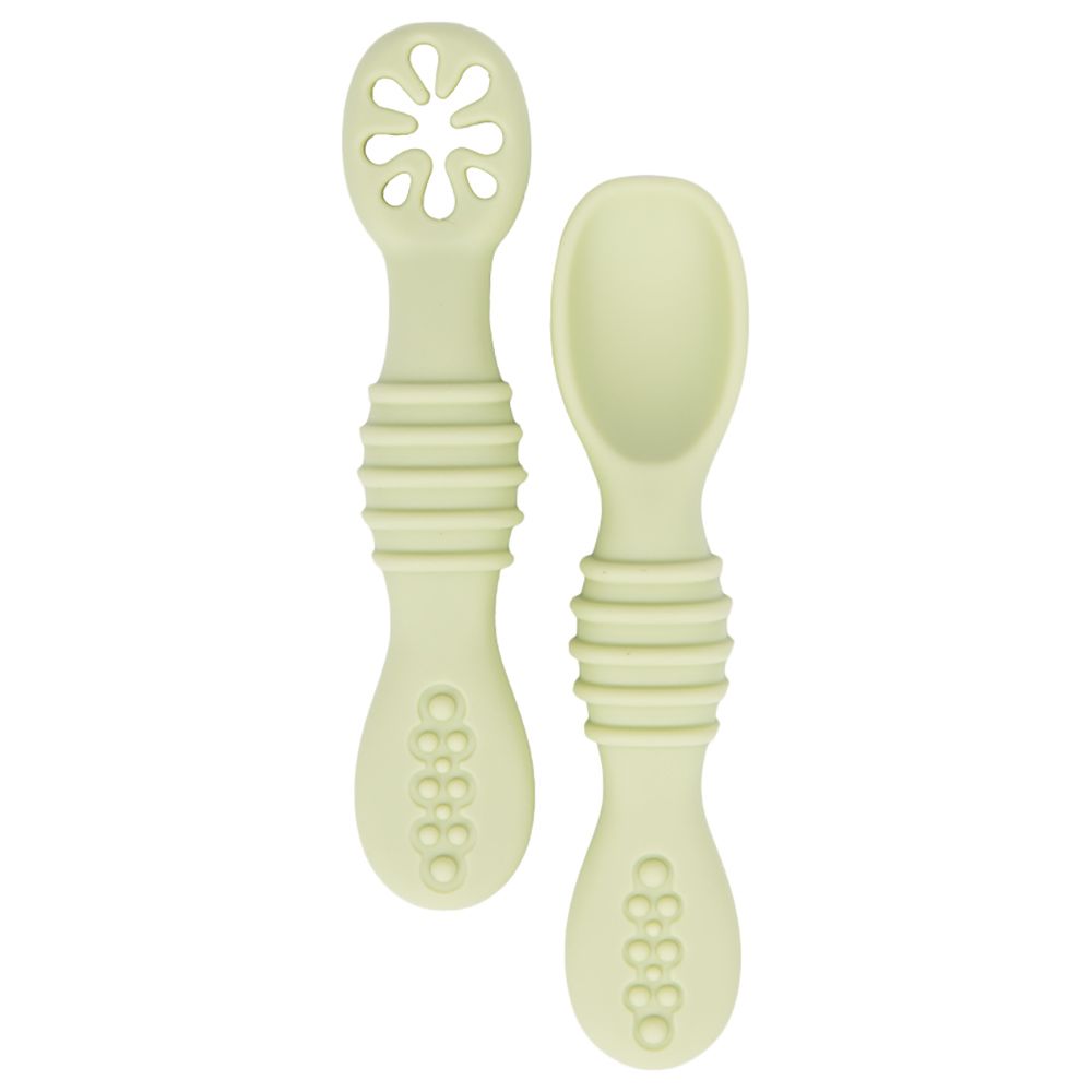 Babies Basic - First Stage Silicone Training Spoon With Masher- Mint