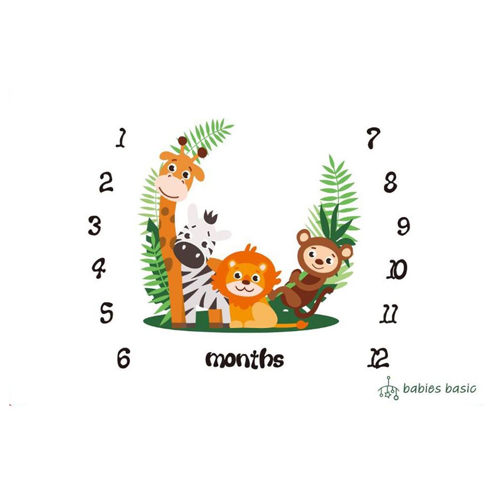 Babies Basic - Customizable Milestone Blanket - Jungle Animals