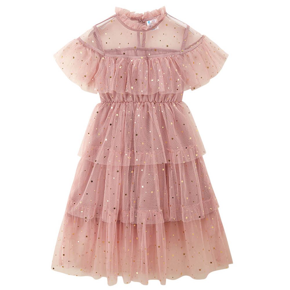 Sugar Rush - Embellished Regular Round Neck Party Dress - Pink