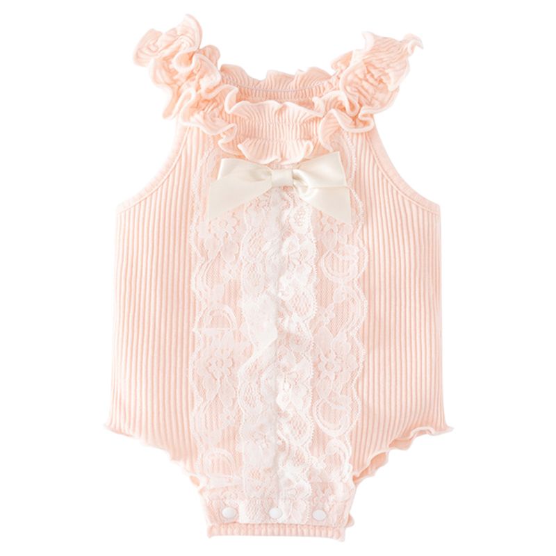 Sugar Rush - Laced Round Neck Sleeveless Bodysuit - Pink