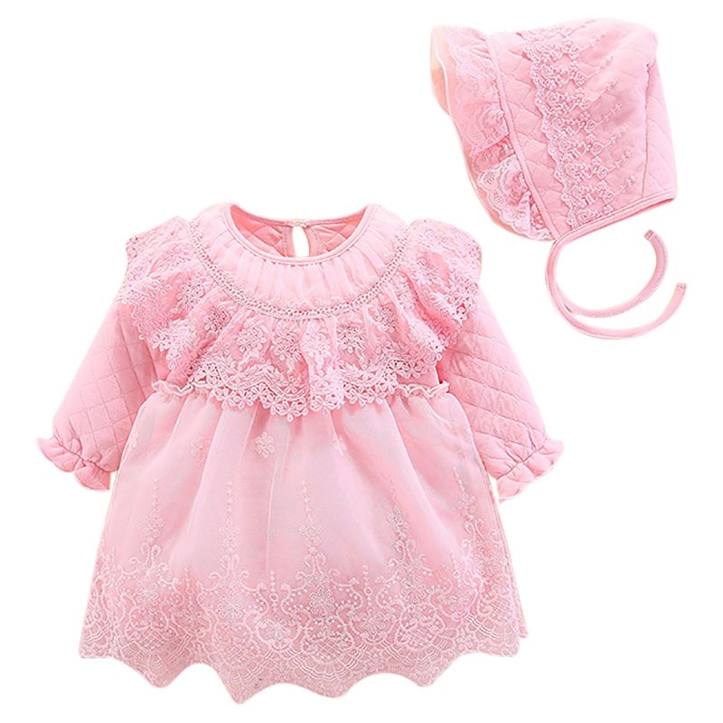 Sugar Rush - Laced Romper With Laced Cap - Pink