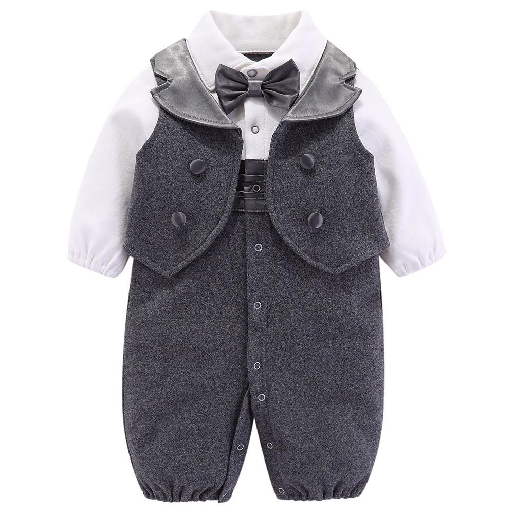 Sugar Rush - Solid Classic Romper - Dark Grey_0m-12m