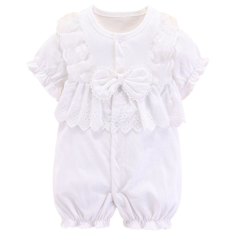 Sugar Rush - Embroidered Short Sleeves Romper - White_0m-12m