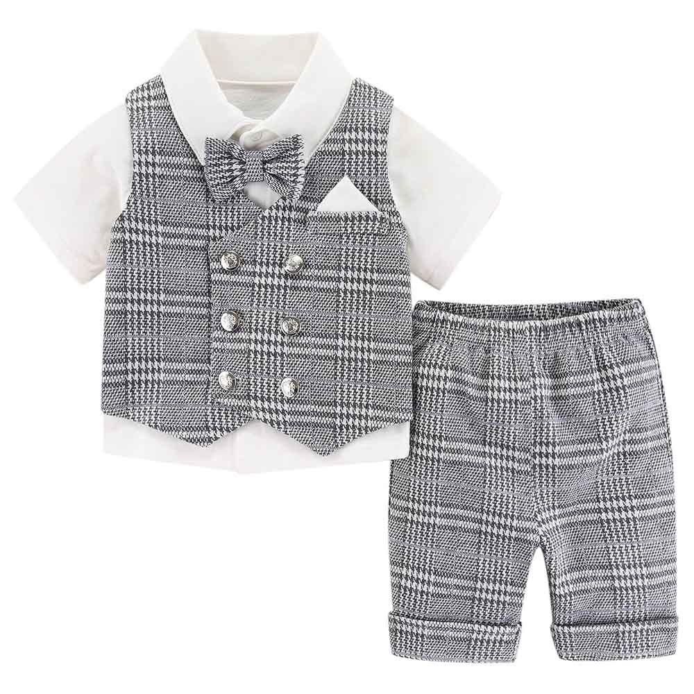 Sugar Rush - Checked Classic Combo Set - Grey_9m-4y