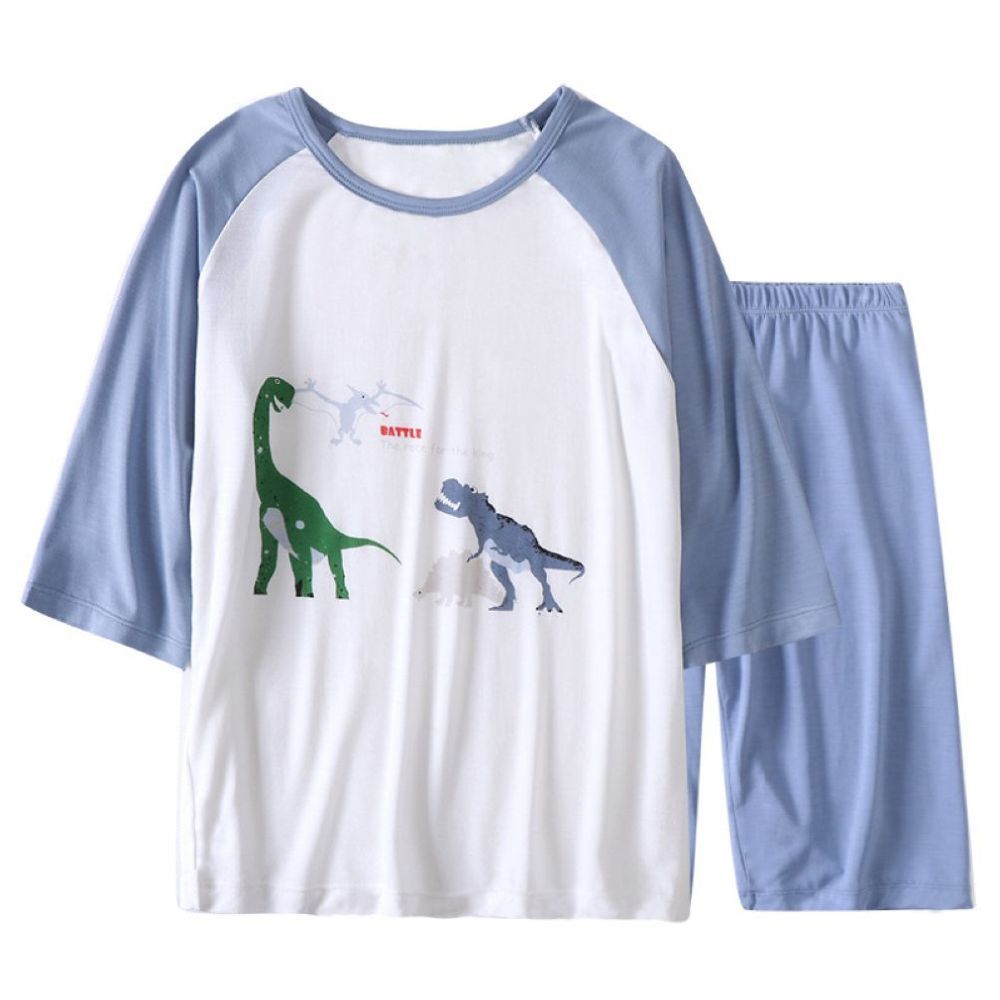 Sugar Rush - Printed Round Neck Sleepwear - 2pc-Set - Dino