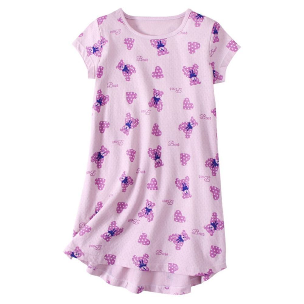 Sugar Rush - Printed Short Sleeves Nightdress - Purple