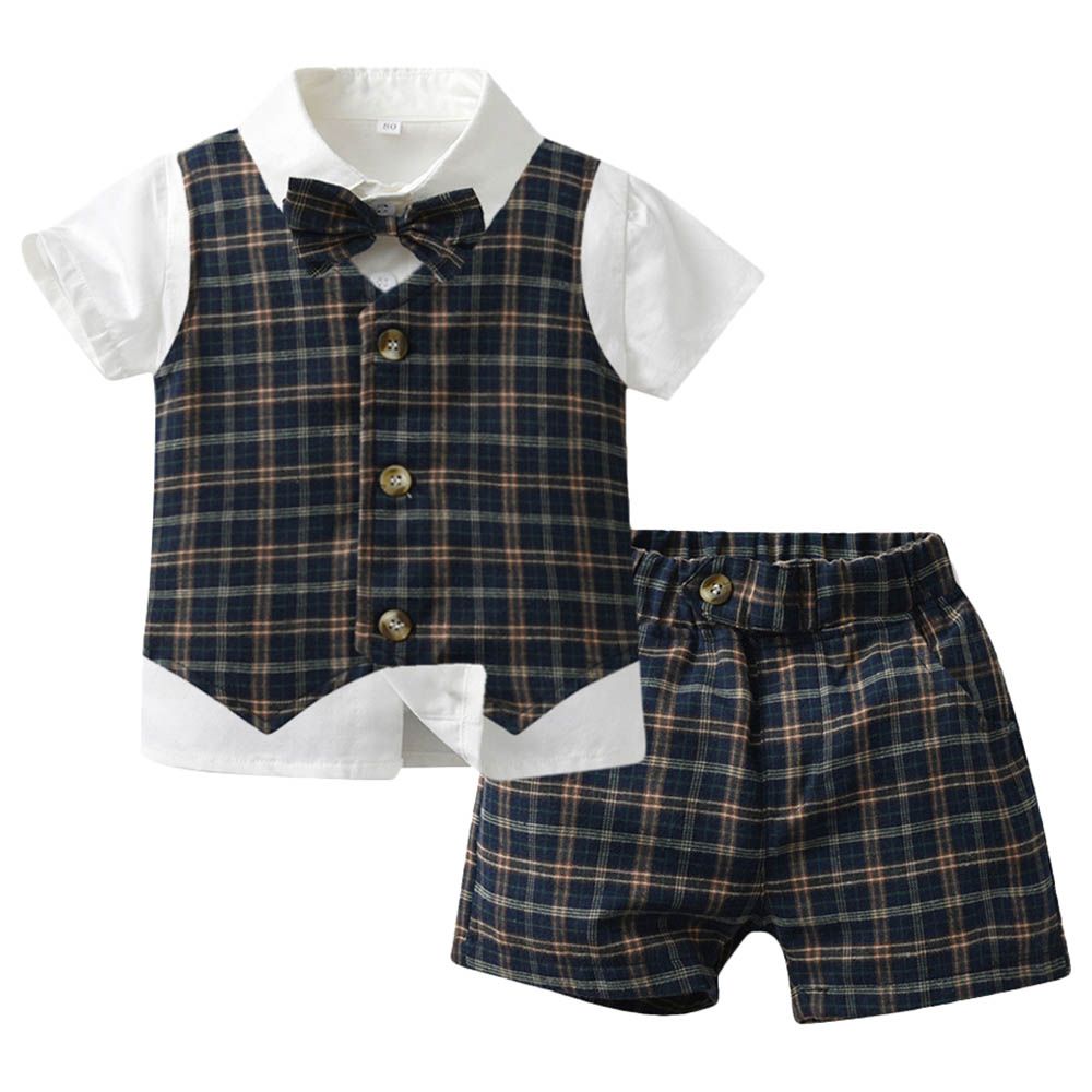 Sugar Rush - 3pc-set - Boys Checked Short Sleeves Party Wear