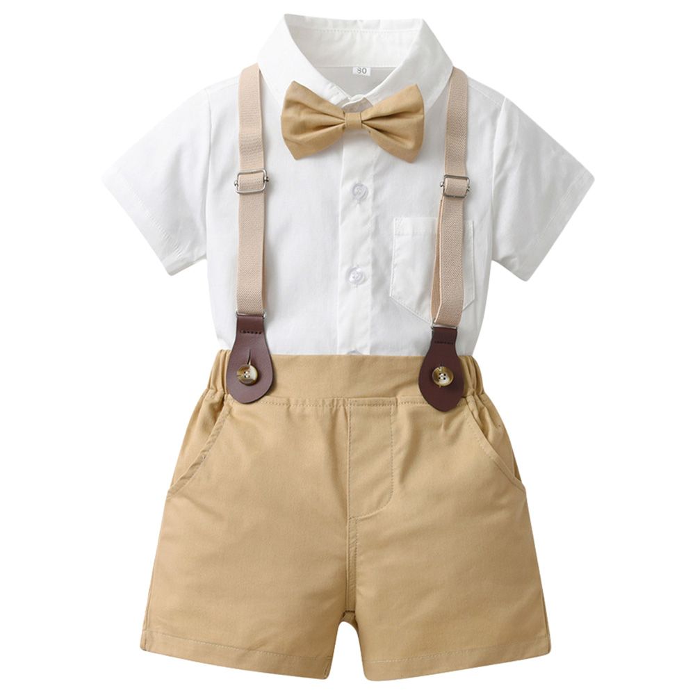 Sugar Rush - 2pc-set - Boys Solid Shirt & Shorts - Khaki