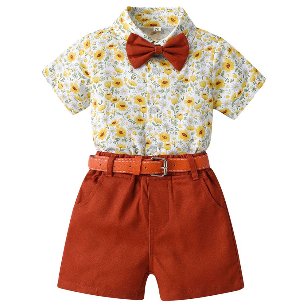 Sugar Rush - 2pc-set - Boys Floral Shirt & Shorts - Red