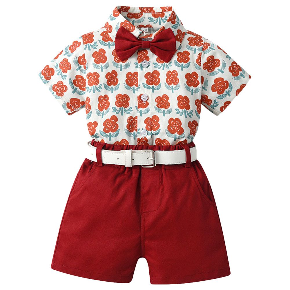 Sugar Rush - 2pc-set - Short Sleeves Shirt & Shorts - Red