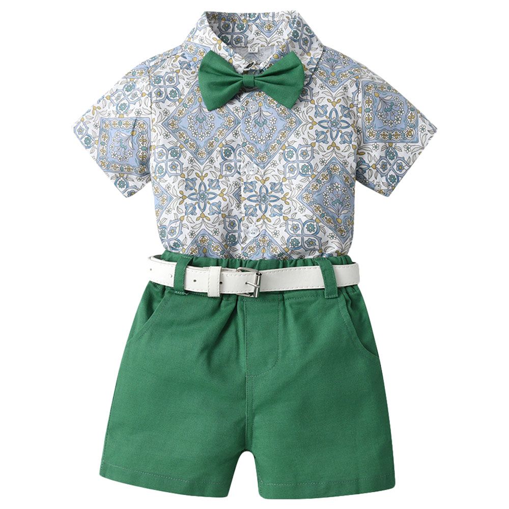 Sugar Rush - 2pc-set - Boys Floral Shirt & Shorts - Green