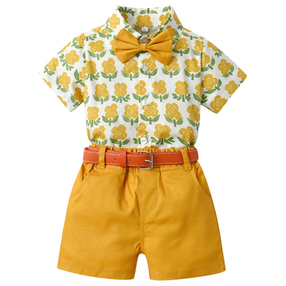 Sugar Rush - 2pc-set - Boys Sleeves Shirt & Shorts - Yellow