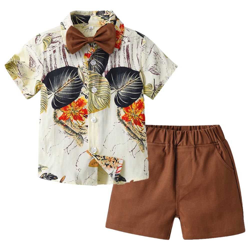 Sugar Rush - 2pc-set - Short Sleeves Shirt & Shorts - Brown