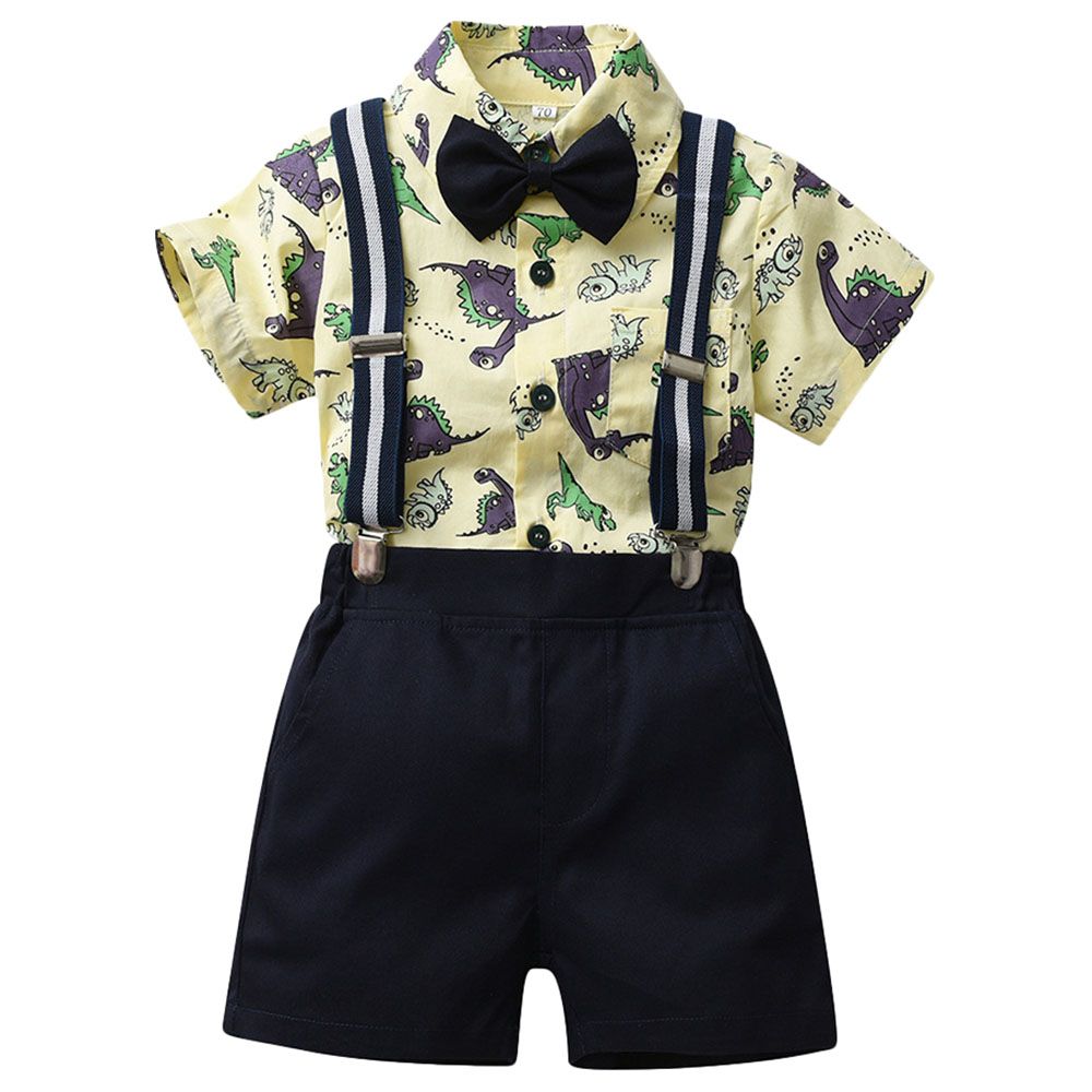 Sugar Rush - 2pc-set - Boys Printed Shirt & Shorts - Yellow