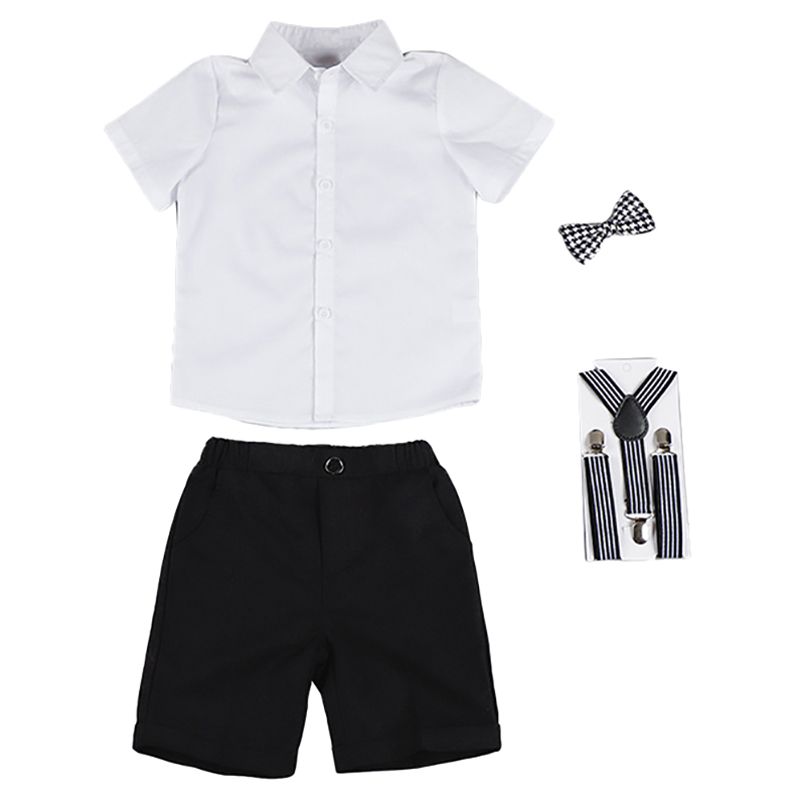 Sugar Rush - 2pc-set - Boys Solid Shirt & Shorts - White/Black