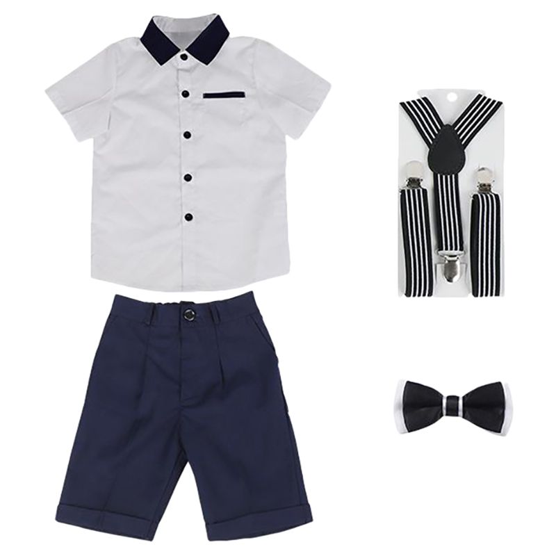 Sugar Rush - 2pc-set - Boys Colorblocked Shirt & Shorts - White