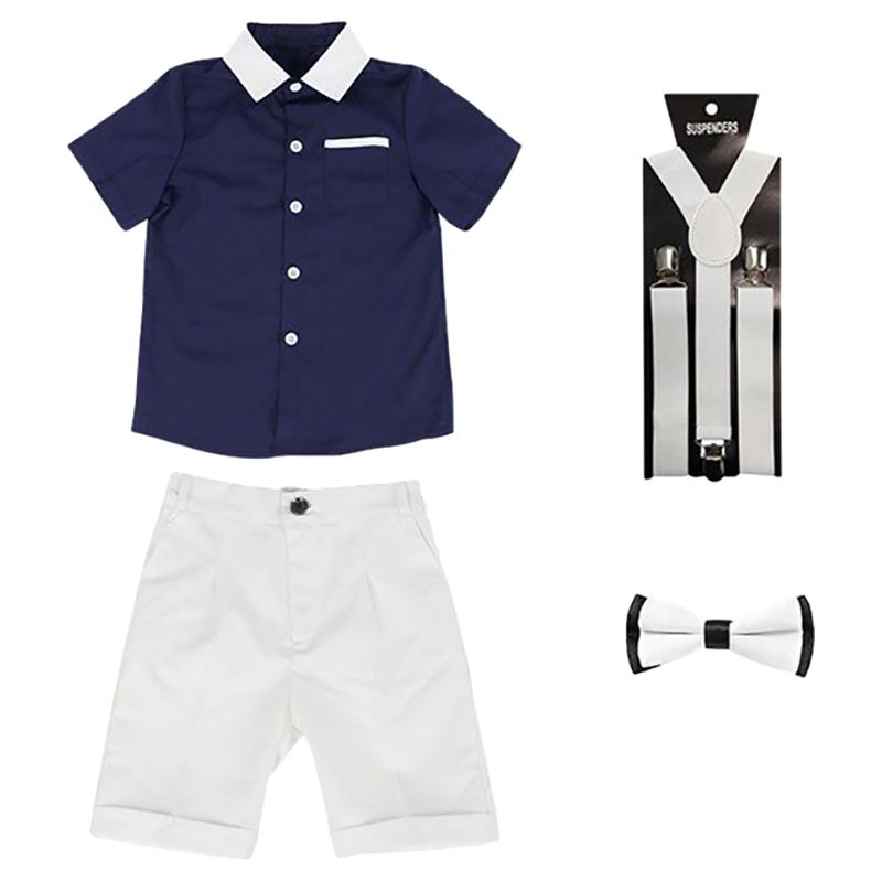 Sugar Rush - 2pc-set - Boys Colorblocked Shirt & Shorts - Navy