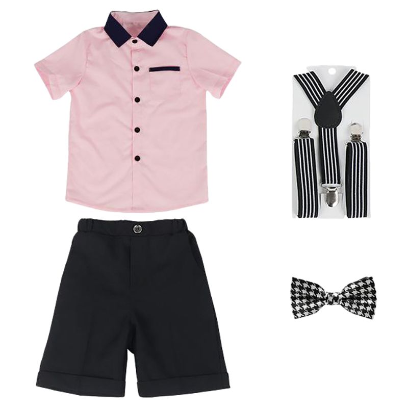 Sugar Rush - 2pc-set - Boys Colorblocked Shirt & Shorts - Pink