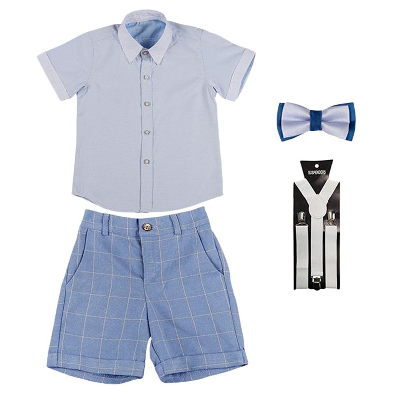 Sugar Rush - 2pc-set - Boys Shirt & Checked Shorts - Blue