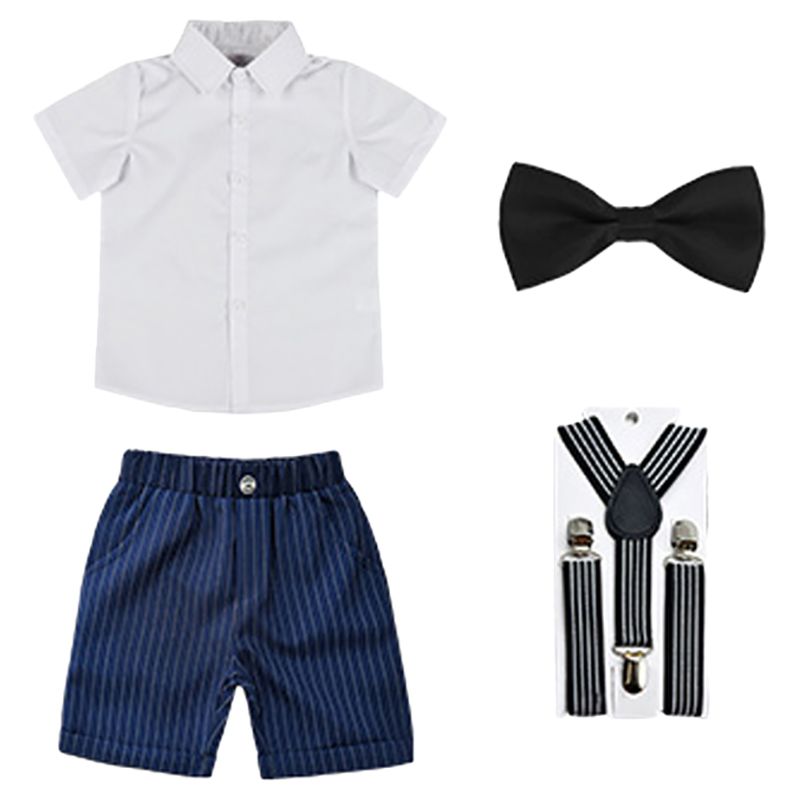 Sugar Rush - 2pc-set - Boys Shirt & Striped Shorts - White/Navy