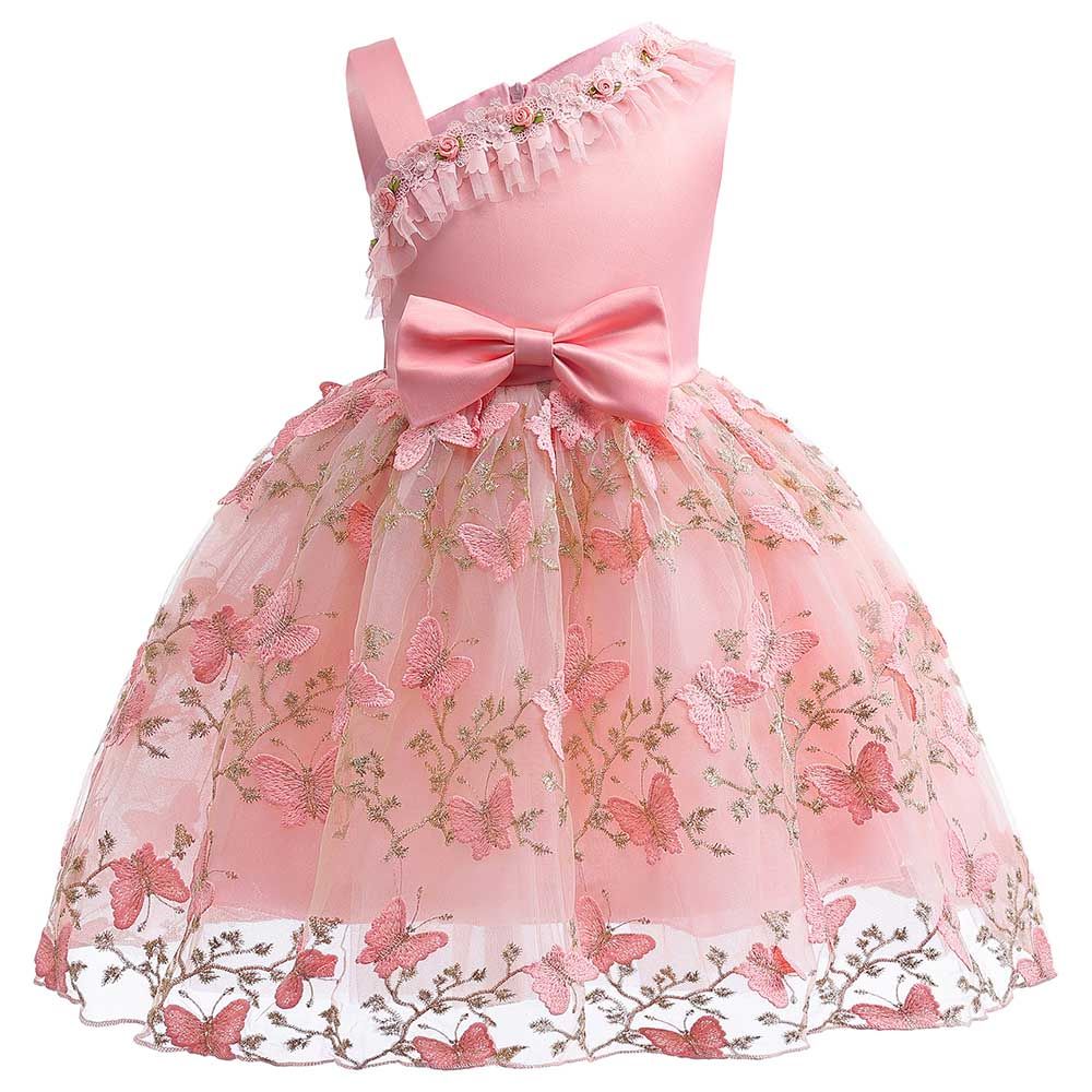 Sugar Rush - Appliqued Sleeveless Party Dress - Pink