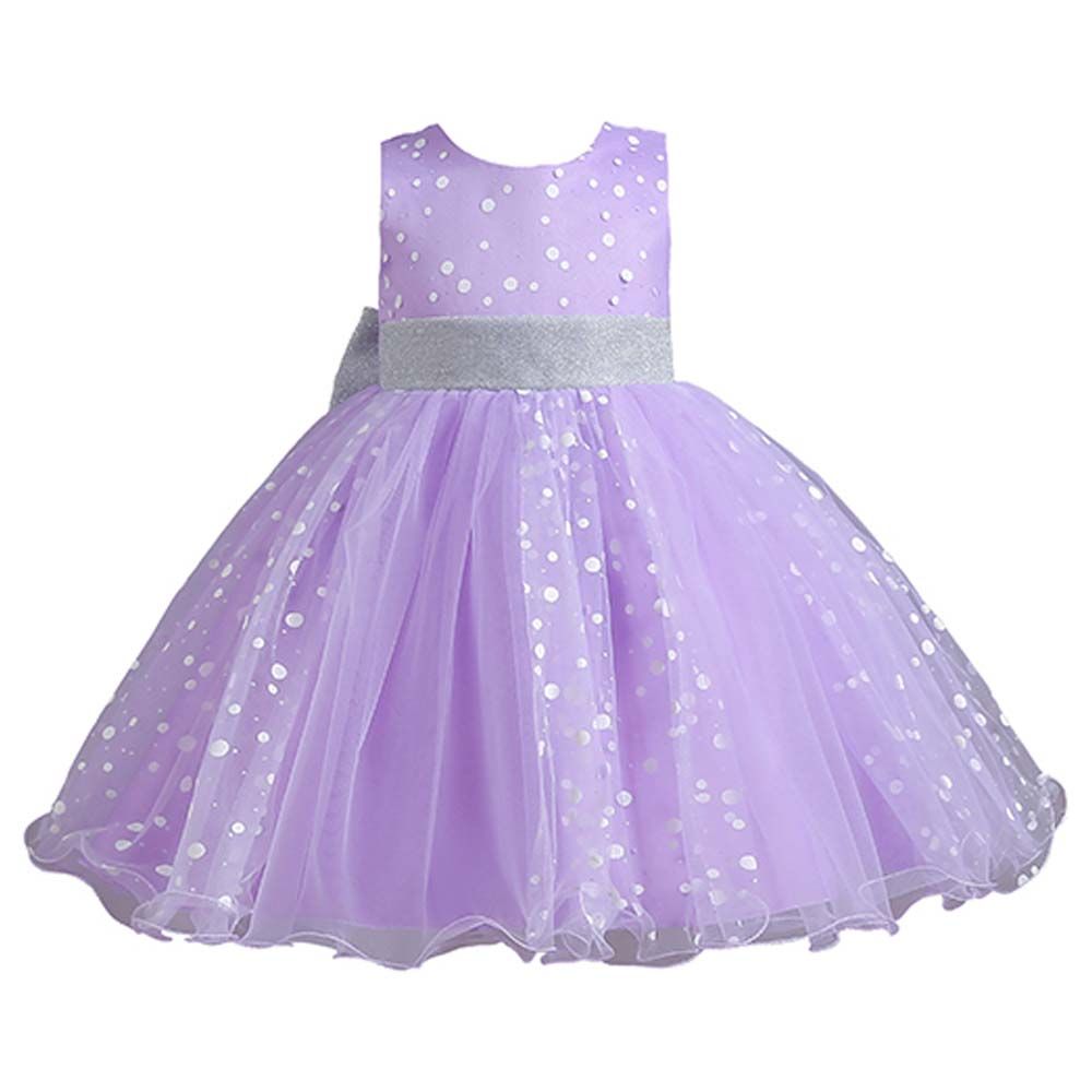 Sugar Rush - Polka Dot Sleeveless Party Dress - Purple