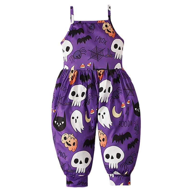 Sugar Rush - Girls Halloween Square-Neck Jumpsuit - Purple