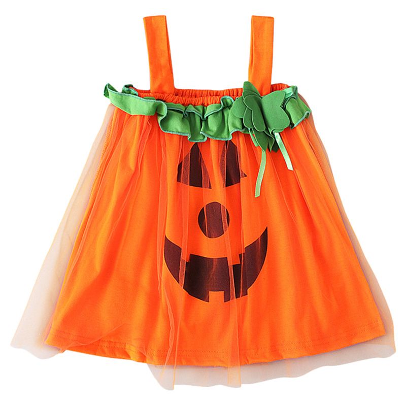 Sugar Rush - Halloween Square-Neck Sleeveless Dress - Orange