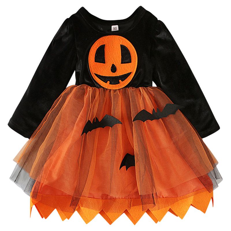 Sugar Rush - Halloween Full Sleeves Dress - Black/Orange