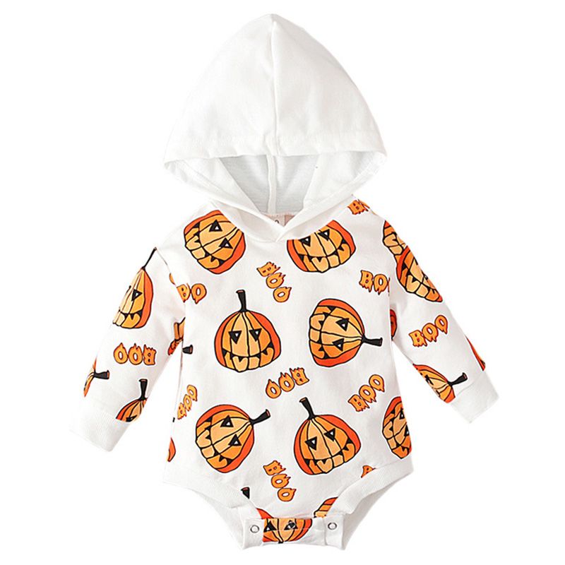 Sugar Rush - Halloween Hoodie Full Sleeves Romper - Orange