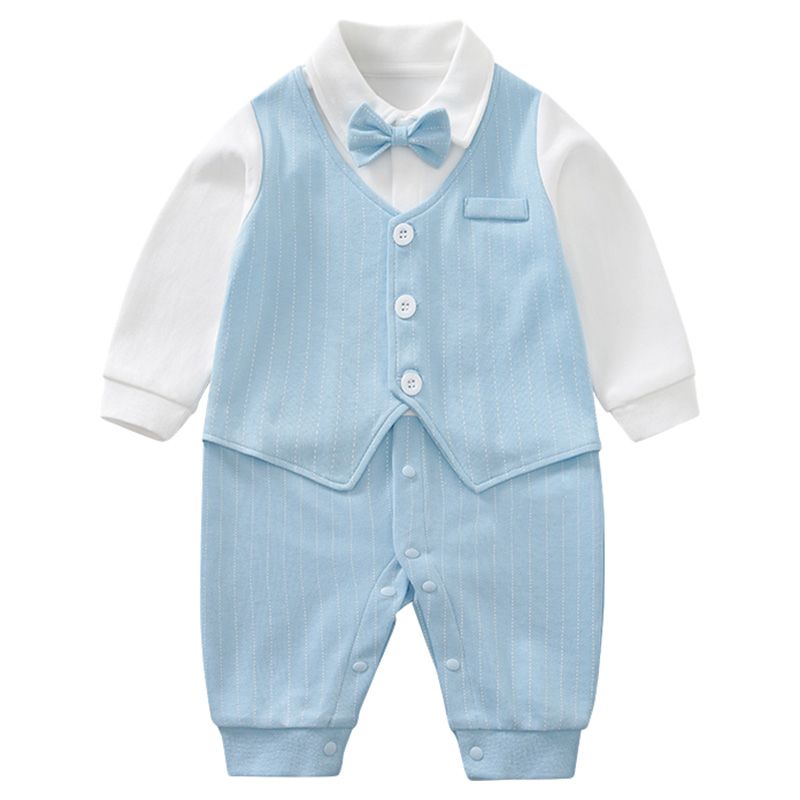 Sugar Rush - Solid Classic Full Sleeves Romper - Blue_0m-18m