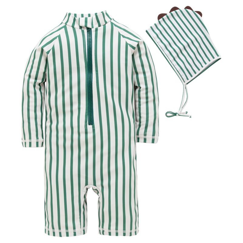 Sugar Rush - Striped Classic Full Sleeves Swimwear & Cap