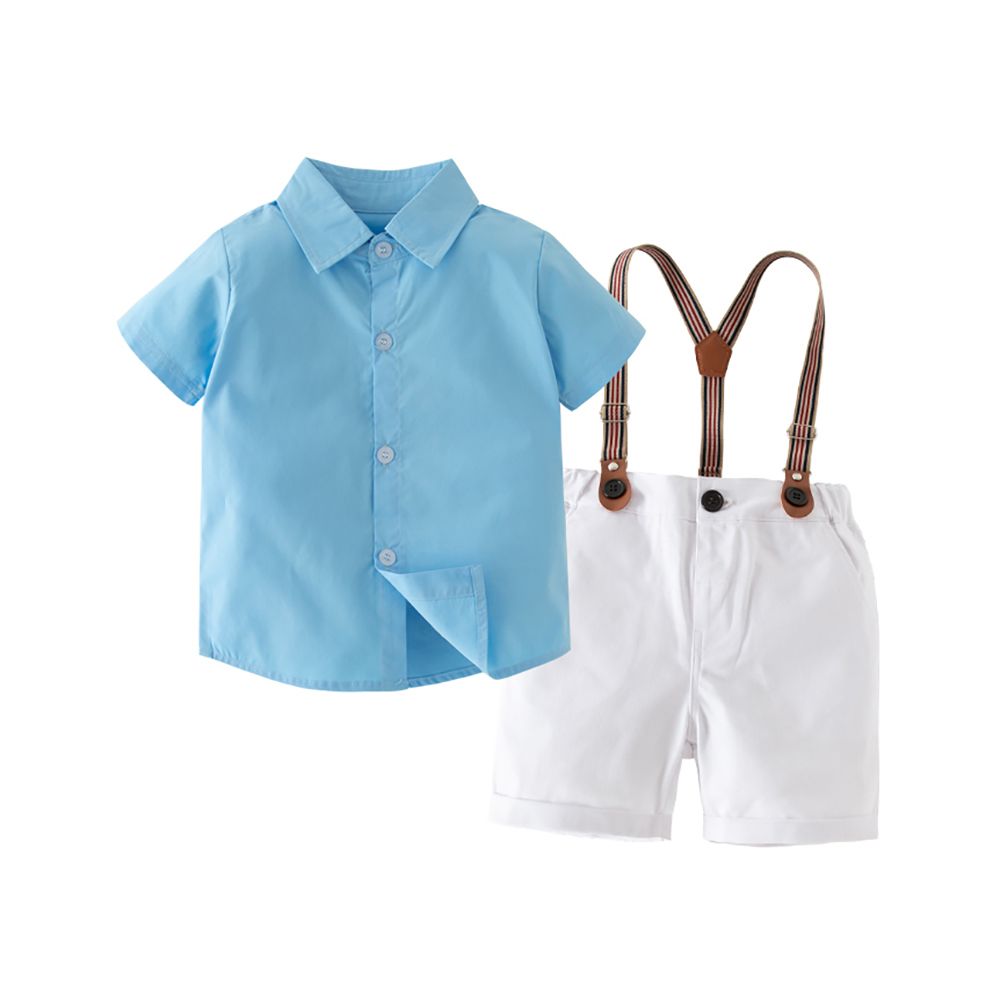 Sugar Rush - Blue Shirt & White Suspender Short