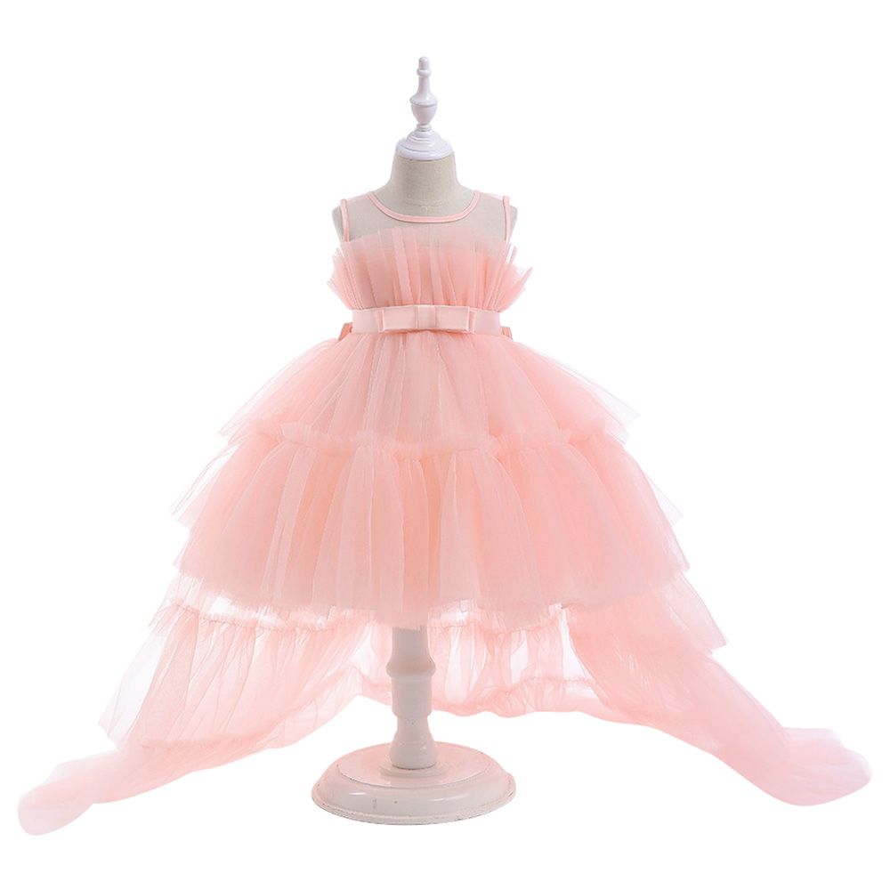 Sugar Rush - Solid Round Neck Sleeveless Party Dress - Pink