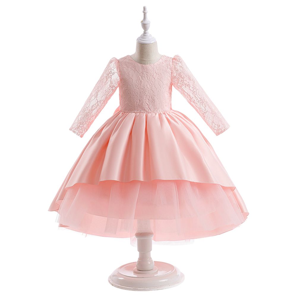 Sugar Rush - Laced Short Sleeves Party Dress - Light Pink