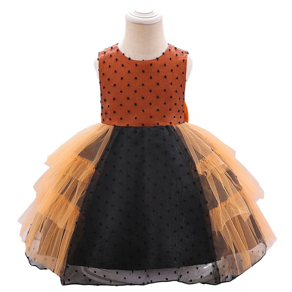 Sugar Rush - Polka Dot Sleeveless Halloween Party Dress - Orange