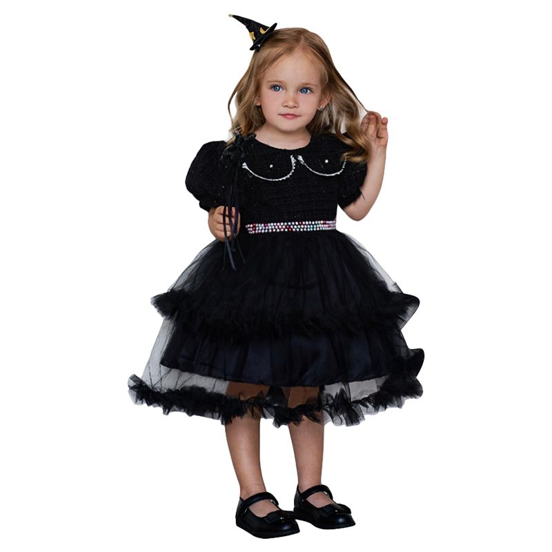 Sugar Rush - Appliqued Regular Halloween Party Dress - Black