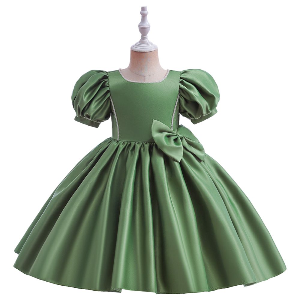 Sugar Rush - Appliqued Short Sleeves Party Dress - Green