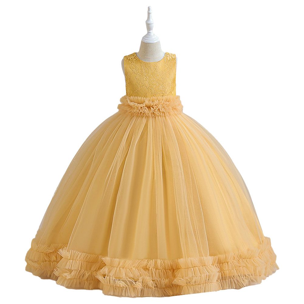 Sugar Rush - Round Neck Sleeveless Party Dress - Yellow