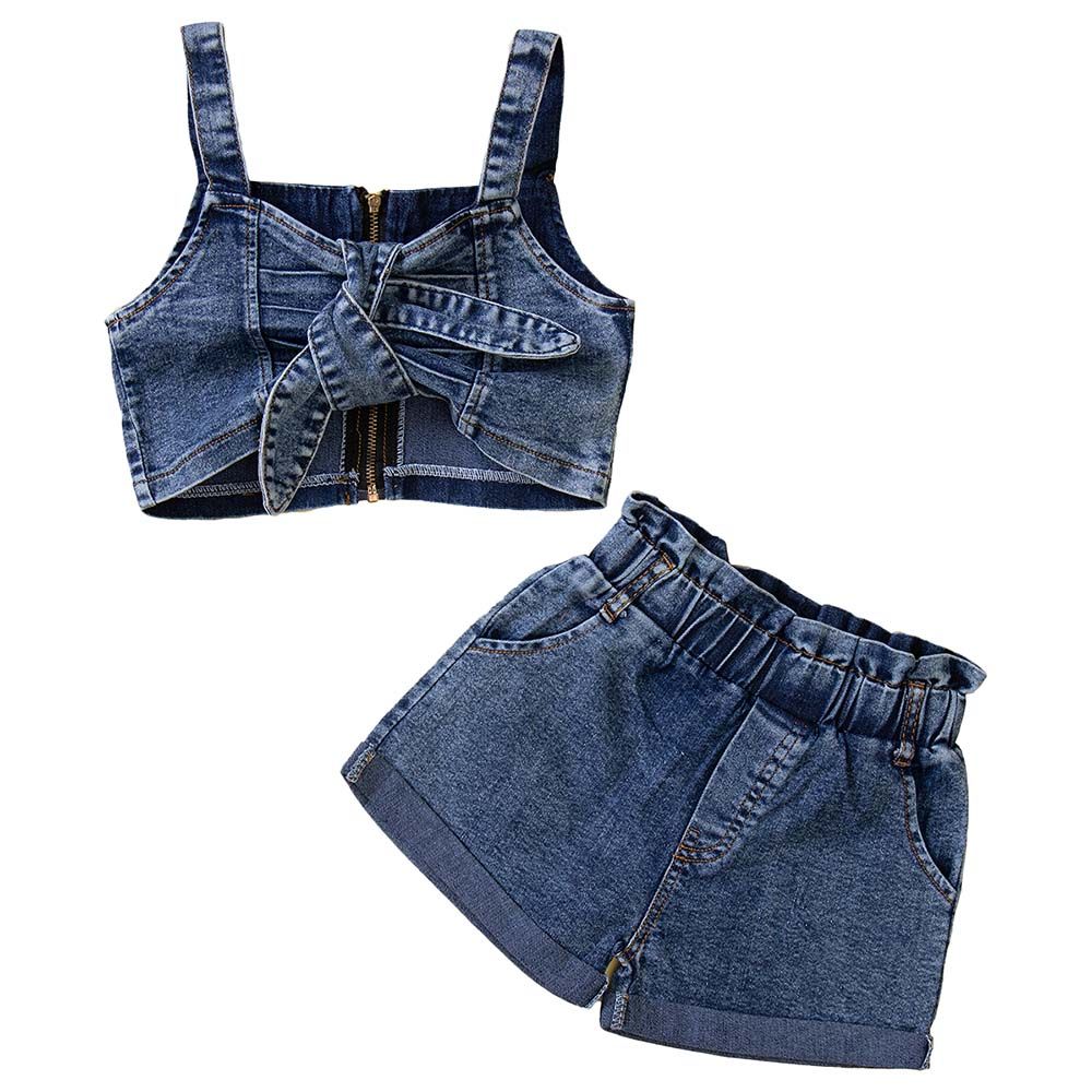 Sugar Rush - Denim Sleeveless Top W/ Shorts